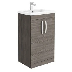 Brooklyn 500mm Grey Avola Vanity Unit - Floor Standing 2 Door Unit for Modern Bathrooms