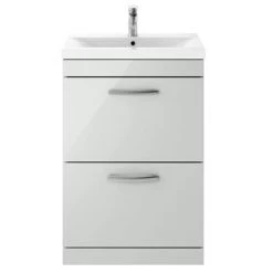 Brooklyn 600mm Grey Mist Freestanding Vanity Unit with 2 Drawers -Vanity Units Shop BFS62DGM d3 460