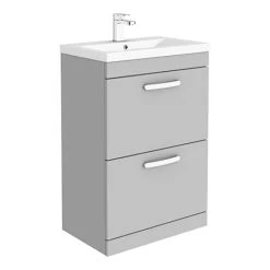 Brooklyn 600mm Grey Mist Freestanding Vanity Unit with 2 Drawers