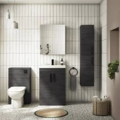 Brooklyn Black Vanity Unit - 600mm Wide with Matt Black Handles | Freestanding Bathroom Vanity -Vanity Units Shop BFS6BLK MB d3 460