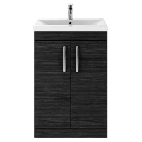 Brooklyn 600mm Black Freestanding Vanity Unit - Stylish 2 Door Floor Standing Bathroom Unit 5 Brooklyn 600mm Black Freestanding Vanity Unit - Stylish 2 Door Floor Standing Bathroom Unit - Image 5