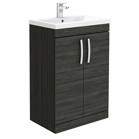 Brooklyn 600mm Black Freestanding Vanity Unit - Stylish 2 Door Floor Standing Bathroom Unit 1 Brooklyn 600mm Black Freestanding Vanity Unit - Stylish 2 Door Floor Standing Bathroom Unit
