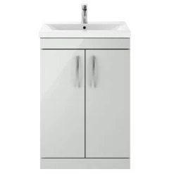 Brooklyn 600mm Grey Mist Freestanding Vanity Unit - 2 Door Floor Standing Cabinet -Vanity Units Shop BFS6GM n d4 460