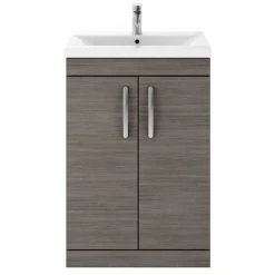 Brooklyn 600mm Grey Avola Vanity Unit - Elegant Floor Standing 2 Door Bathroom Storage -Vanity Units Shop BFS6GRY d4 460