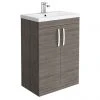 Brooklyn 600mm Grey Avola Vanity Unit - Elegant Floor Standing 2 Door Bathroom Storage