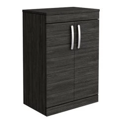 Brooklyn Floor Standing Countertop Vanity Unit - Black - 605mm with Chrome Handles | Freestanding Vanity Unit
