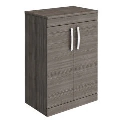 Brooklyn Grey Avola Floor Standing Countertop Vanity Unit - 605mm with Chrome Handles | Freestanding Bathroom Furniture