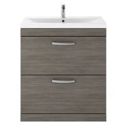 Brooklyn 800mm Grey Avola Freestanding Vanity Unit with 2 Drawers – Modern Bathroom Storage -Vanity Units Shop BFS8GA d4 460