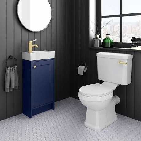 Bromley Traditional Blue Cloakroom Vanity Unit with Ceramic Basin - Freestanding Bathroom Furniture 2 Bromley Traditional Blue Cloakroom Vanity Unit with Ceramic Basin - Freestanding Bathroom Furniture - Image 2