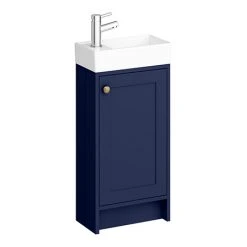 Bromley Traditional Blue Cloakroom Vanity Unit with Ceramic Basin - Freestanding Bathroom Furniture