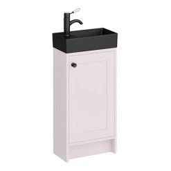 Bromley Pink Cloakroom Vanity Unit with Black Basin & Matt Black Handle | Victorian Plumbing