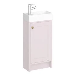 Bromley Traditional Pink Cloakroom Vanity Unit with Ceramic Basin - Victorian Plumbing