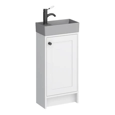 Bromley White Cloakroom Vanity Unit with Grey Basin & Matt Black Handle | Victorian Plumbing 4 Bromley White Cloakroom Vanity Unit with Grey Basin & Matt Black Handle | Victorian Plumbing - Image 4