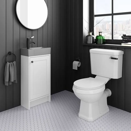 Bromley White Cloakroom Vanity Unit with Grey Basin & Matt Black Handle | Victorian Plumbing 6 Bromley White Cloakroom Vanity Unit with Grey Basin & Matt Black Handle | Victorian Plumbing - Image 6