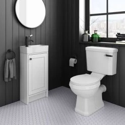Bromley Traditional White Cloakroom Vanity Unit with Matt Black Handle | Freestanding Bathroom Furniture 7 Bromley Traditional White Cloakroom Vanity Unit with Matt Black Handle | Freestanding Bathroom Furniture -Vanity Units Shop BR4WHTMB d2 460