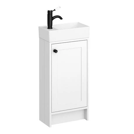 Bromley Traditional White Cloakroom Vanity Unit with Matt Black Handle | Freestanding Bathroom Furniture 5 Bromley Traditional White Cloakroom Vanity Unit with Matt Black Handle | Freestanding Bathroom Furniture - Image 5