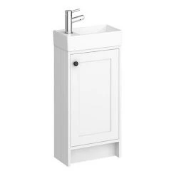 Bromley Traditional White Cloakroom Vanity Unit with Ceramic Basin - Freestanding Design | Victorian Plumbing
