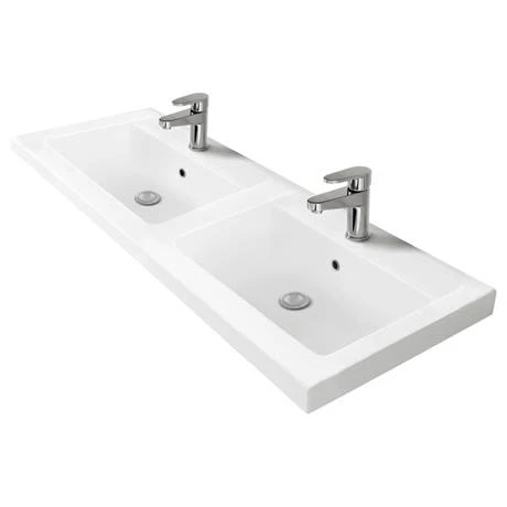 Brooklyn 1205mm Grey Avola Wall Hung 4 Door Double Basin Vanity Unit | Modern Double Sink Bathroom Furniture 2 Brooklyn 1205mm Grey Avola Wall Hung 4 Door Double Basin Vanity Unit | Modern Double Sink Bathroom Furniture - Image 2