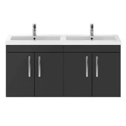 Brooklyn 1205mm Gloss Grey Wall-Hung Double Basin Vanity Unit with 4 Doors -Vanity Units Shop BWH12GG2D d3 460