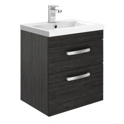 Brooklyn 500mm Black 2 Drawer Wall Hung Vanity Unit - Modern Bathroom Storage Solution