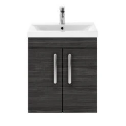 Brooklyn 500mm Black 2 Door Wall Hung Vanity Unit | Modern Bathroom Storage -Vanity Units Shop BWH5BLK d4 460