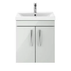 Brooklyn 500mm Grey Mist 2 Door Wall Hung Vanity Unit | Modern Bathroom Storage Solution -Vanity Units Shop BWH5GM d3 460