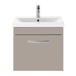 Brooklyn 500mm Stone Grey Wall Hung Vanity Unit with Single Drawer – Stylish & Space-Saving