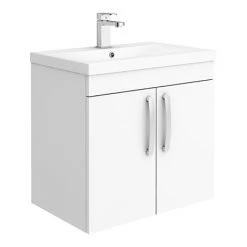 Brooklyn 600mm Gloss White 2 Door Wall Hung Vanity Unit | Stylish & Space-Saving