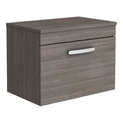 Brooklyn Wall Hung Countertop Vanity Unit - Grey Avola - 605mm with Chrome Handle | Modern Bathroom Design