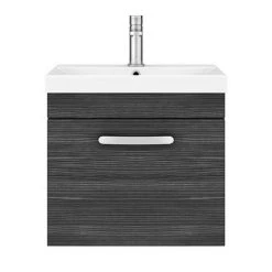 Brooklyn 500 Black Wall Hung 1-Drawer Vanity Unit with Thin-Edge Basin - Modern Bathroom Storage -Vanity Units Shop BWHSD5BLKTE d6 460
