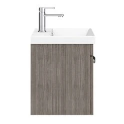 Brooklyn 500 Grey Avola Wall Hung 1-Drawer Vanity Unit with Thin-Edge Basin - Modern Bathroom Storage Solution -Vanity Units Shop BWHSD5GATE n d1 460
