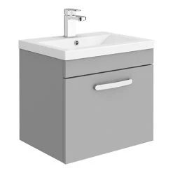 Brooklyn 500mm Grey Mist Wall Hung 1-Drawer Vanity Unit - Modern Bathroom Storage Solution