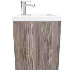 Brooklyn 600mm Grey Avola Wall Hung Vanity Unit - Single Drawer | Modern Bathroom Storage -Vanity Units Shop BWHSD6GRY D5 460