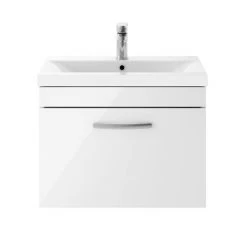 Brooklyn 600mm White Gloss Wall Hung Vanity Unit - Single Drawer | Modern Bathroom Storage 7 Brooklyn 600mm White Gloss Wall Hung Vanity Unit - Single Drawer | Modern Bathroom Storage -Vanity Units Shop BWHSD6WHT d3 460