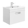 Brooklyn 600mm White Gloss Wall Hung Vanity Unit - Single Drawer | Modern Bathroom Storage
