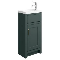 Chatsworth Traditional Green Small Vanity Unit - 400mm Wide | Freestanding Bathroom Storage