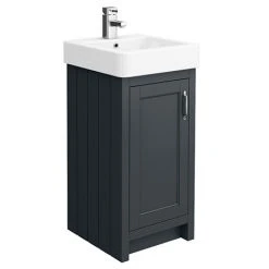 Chatsworth Traditional Graphite Vanity - 425mm Wide | Freestanding Vanity Unit