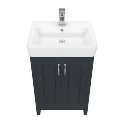 Chatsworth Traditional Graphite Vanity Unit - 560mm Wide | Freestanding Bathroom Vanity -Vanity Units Shop C560BLK D4 460