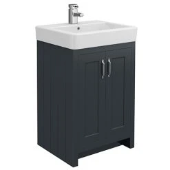 Chatsworth Traditional Graphite Vanity Unit - 560mm Wide | Freestanding Bathroom Vanity