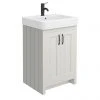 Chatsworth Traditional Grey Vanity - 560mm Wide with Matt Black Handles | Freestanding Bathroom Unit