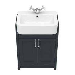 Chatsworth Traditional Graphite Semi-Recessed Vanity Unit - 600mm Wide | Freestanding Bathroom Vanity -Vanity Units Shop C600SRBLK D3 460 1