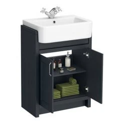 Chatsworth Traditional Graphite Semi-Recessed Vanity Unit - 600mm Wide | Freestanding Bathroom Vanity -Vanity Units Shop C600SRBLK d3 460