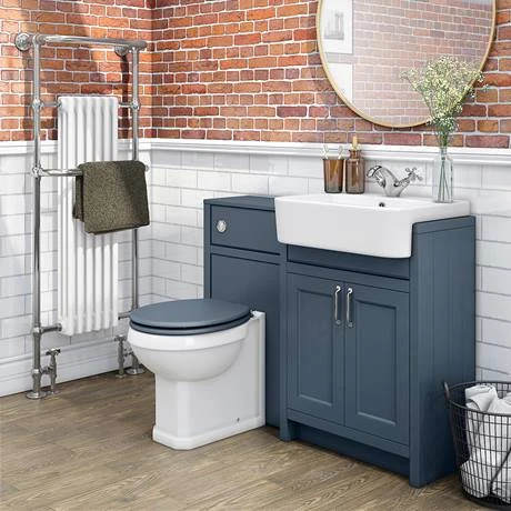 Chatsworth Traditional Blue Semi-Recessed Vanity Unit - 600mm Wide | Freestanding Bathroom Vanity 2 Chatsworth Traditional Blue Semi-Recessed Vanity Unit - 600mm Wide | Freestanding Bathroom Vanity - Image 2