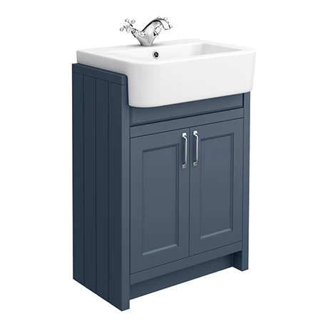 Chatsworth Traditional Blue Semi-Recessed Vanity Unit - 600mm Wide | Freestanding Bathroom Vanity 1 Chatsworth Traditional Blue Semi-Recessed Vanity Unit - 600mm Wide | Freestanding Bathroom Vanity