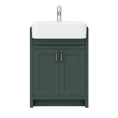 Chatsworth Traditional Green Semi-Recessed Vanity - 600mm Wide | Freestanding Bathroom Unit 3 Chatsworth Traditional Green Semi-Recessed Vanity - 600mm Wide | Freestanding Bathroom Unit - Image 3