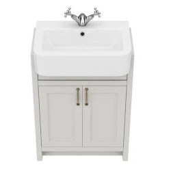 Chatsworth Traditional Grey Semi-Recessed Vanity Unit - 600mm Wide | Freestanding Bathroom Vanity -Vanity Units Shop C600SRGRY D3 460