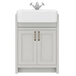 Chatsworth Traditional Grey Semi-Recessed Vanity Unit - 600mm Wide | Freestanding Bathroom Vanity -Vanity Units Shop C600SRGRY D4 460