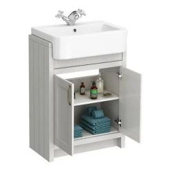Chatsworth Traditional Grey Semi-Recessed Vanity Unit - 600mm Wide | Freestanding Bathroom Vanity -Vanity Units Shop C600SRGRY d2 460