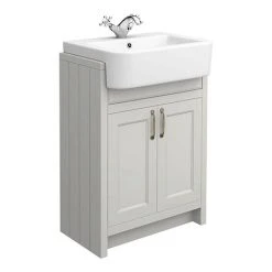 Chatsworth Traditional Grey Semi-Recessed Vanity Unit - 600mm Wide | Freestanding Bathroom Vanity
