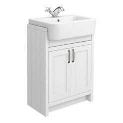Chatsworth Traditional White Semi-Recessed Vanity Unit - 600mm Wide | Freestanding Bathroom Vanity